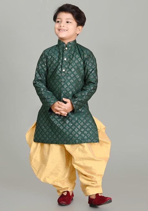Deep Green Sequin Embroidered Kurta With Patiala ( Set of 2)