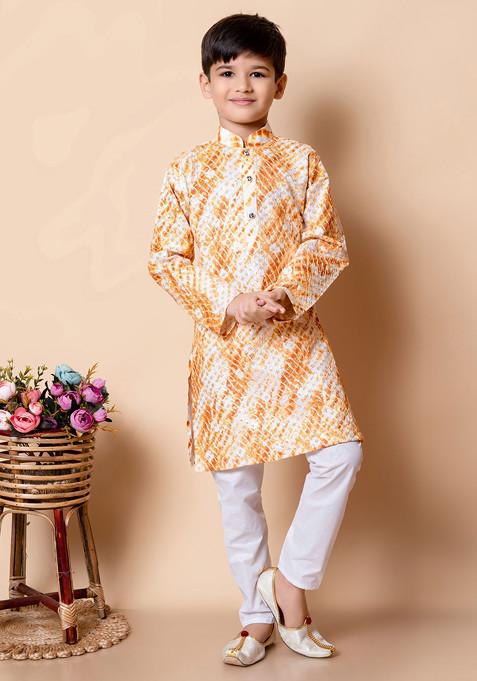 Yellow Sequin Embroidered Kurta With Pajama ( Set of 2)