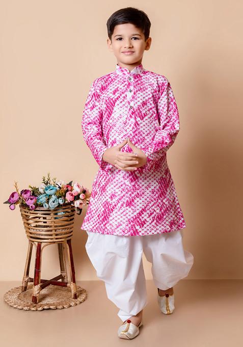 Pink Sequin Embroidered Kurta With Patiala ( Set of 2)