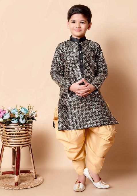 Black Sequin Embroidered Kurta With Patiala ( Set of 2)