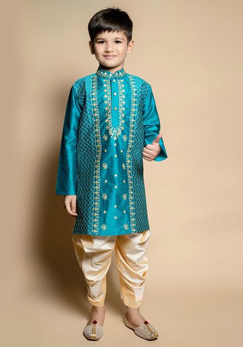 Rama Green Embroidered Kurta With Patiala ( Set of 2)