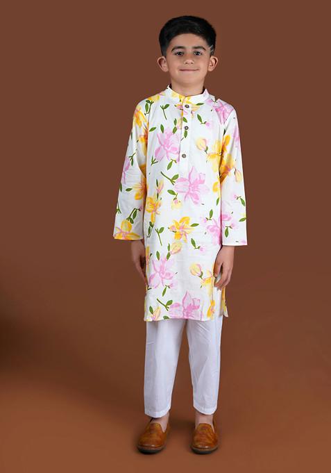 Multicolour Printed Kurta With Pajama (Set of 2)