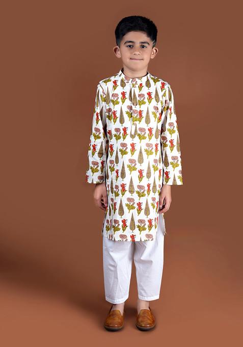 Multicolour Printed Kurta With Pajama (Set of 2)