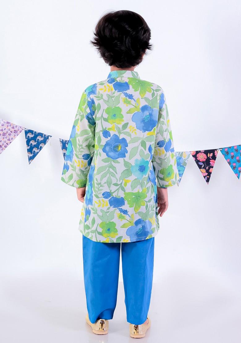 Green Jaipuri Print Kurta With Pajama (Set of 2)