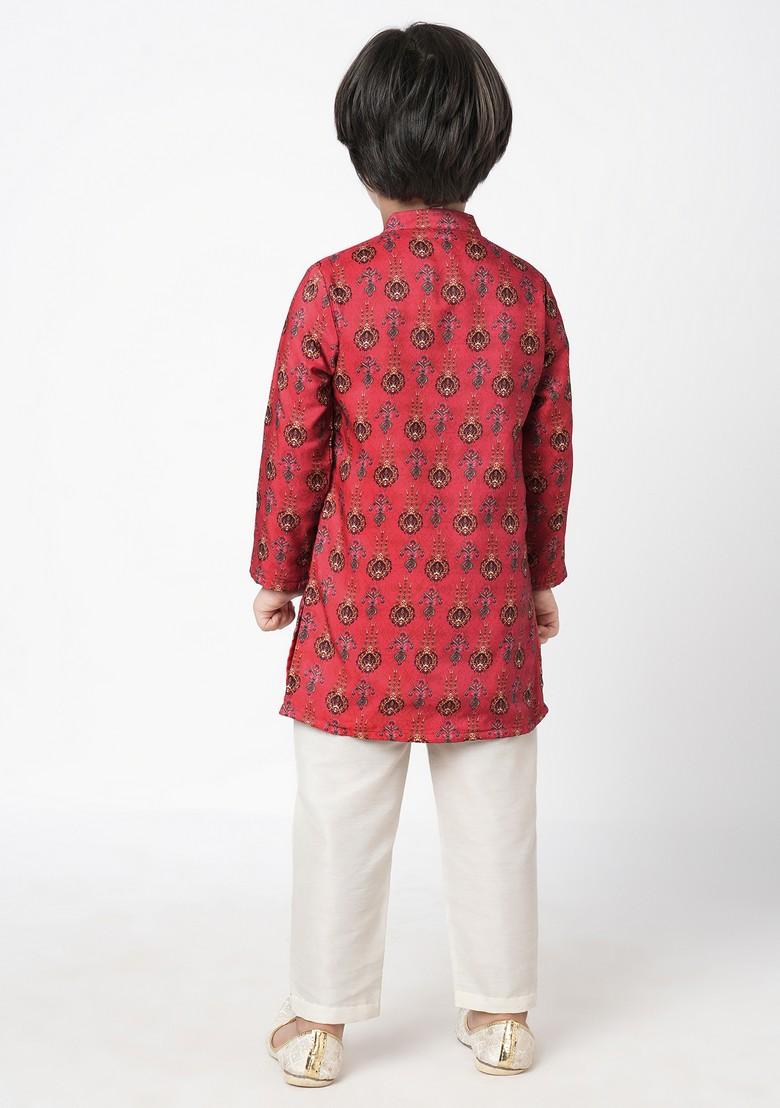 Red Printed Kurta With Pants (Set of 2)