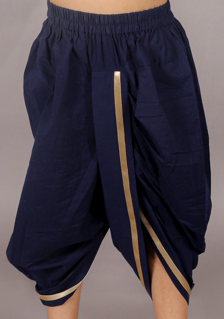 Blue Printed Kurta With Dhoti Pants (Set of 2)