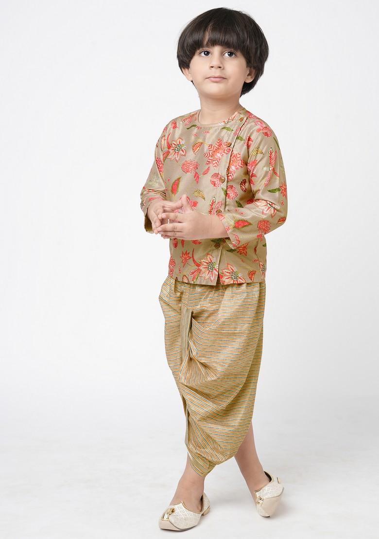 Beige Digital Print Kurta With Dhoti Pants (Set of 2)