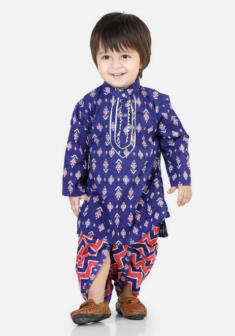 Purple Printed Kurta With Dhoti Pants (Set of 2)