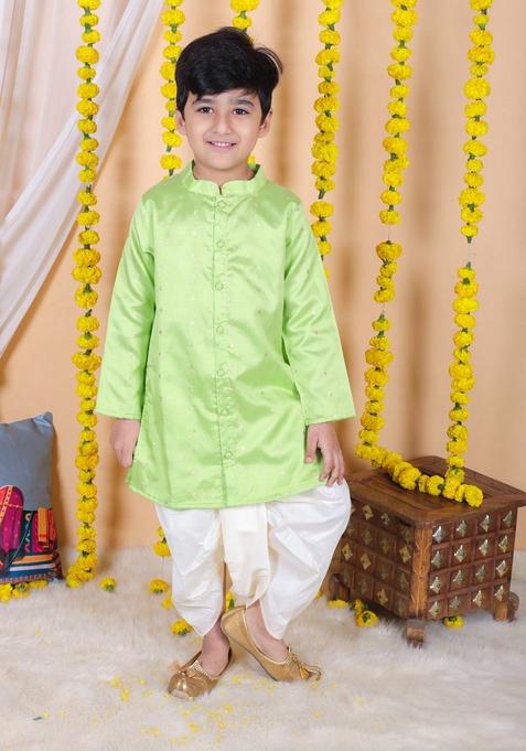 Green Printed Kurta With Dhoti Pants (Set of 2)