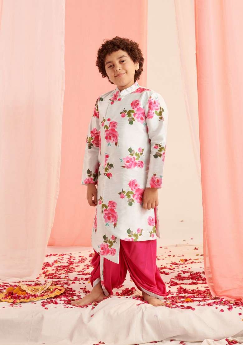 Firozi Printed Kurta With Dhoti Pants (Set of 2) - Indya