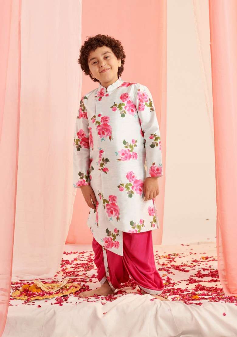 Firozi Printed Kurta With Dhoti Pants (Set of 2) - Indya