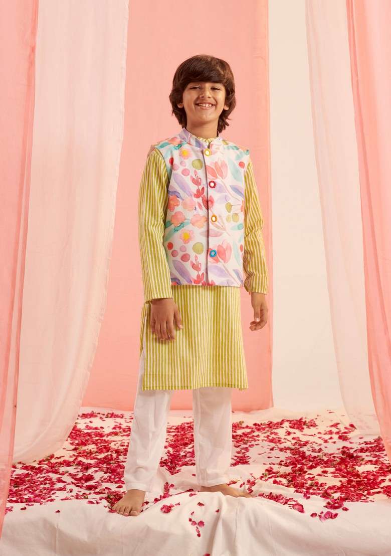 Purple Printed Kurta With Pants (Set of 2) - Indya