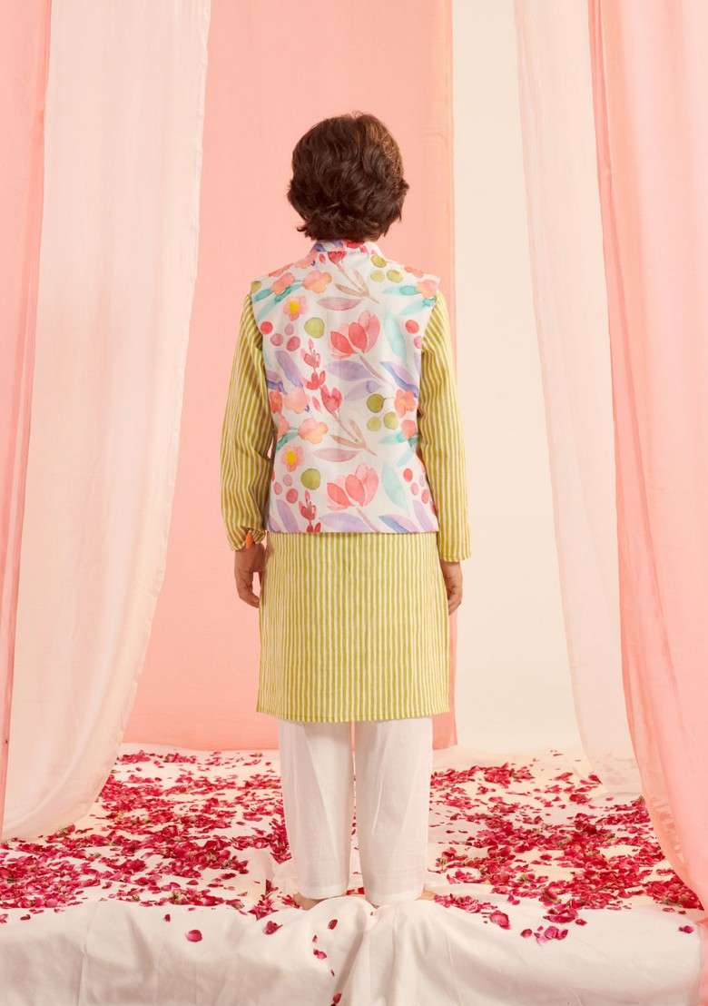 Purple Printed Kurta With Pants (Set of 2) - Indya