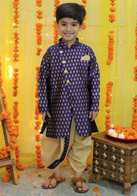 Blue Printed Kurta With Dhoti Pants (Set of 2)