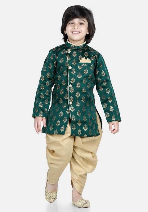 Green Foil Print Kurta With Pants (Set of 2)