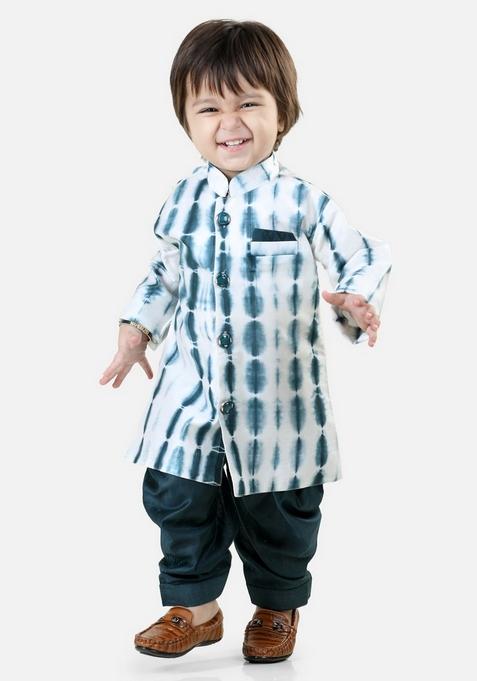 Blue Tie And Dye Printed Kurta With Pants (Set of 2)