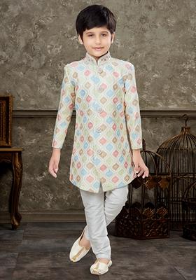 Gold Embroidered Chikankari Kurta With Churidar Pants