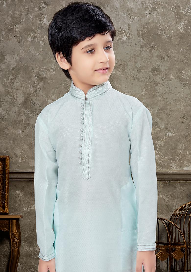 Grey Embroidered Silk Kurta With Churidar Pants