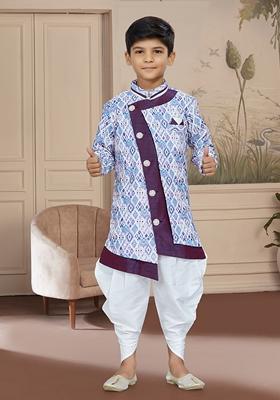 Blue Embroidered Silk Kurta With Dhoti Pants