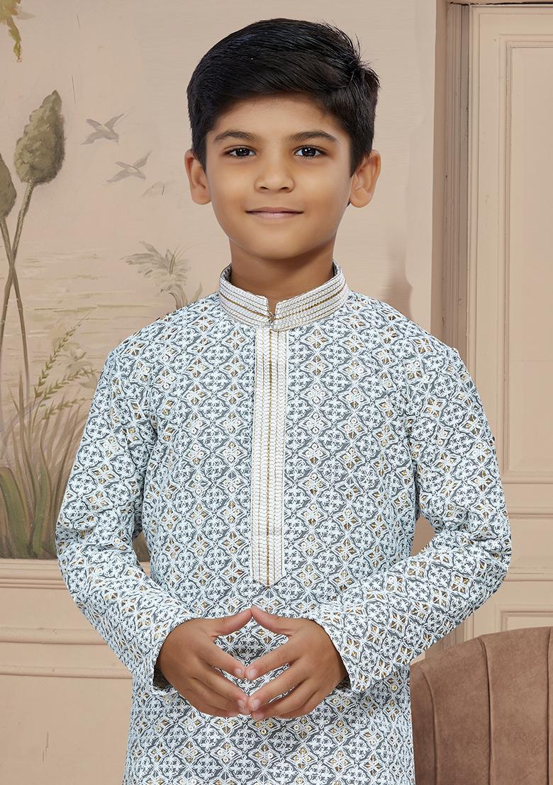 Cream Embroidered Chikankari Kurta With Churidar Pants