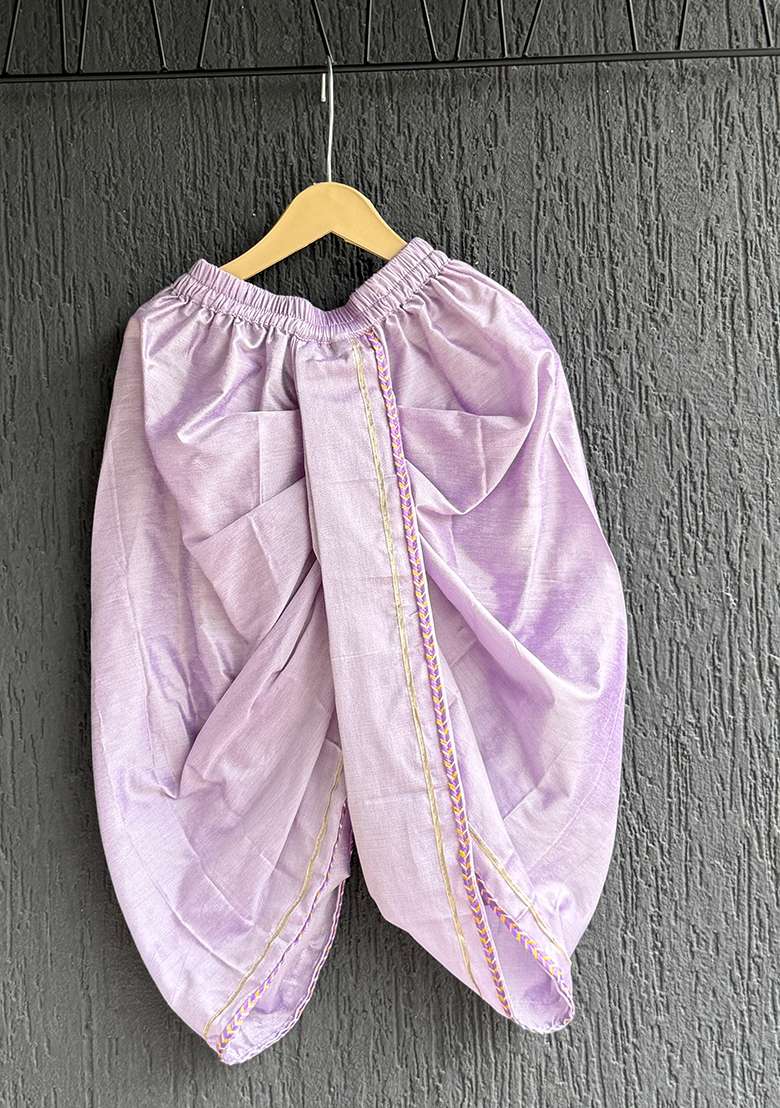 Purple Printed Cotton Kurta Dhoti Set Boys - Indya