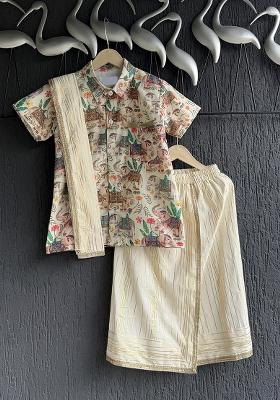 Multicolor Printed Cotton Lungi Set For Boys