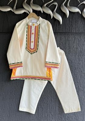 Off Printed Cotton Kurta Set For Boys