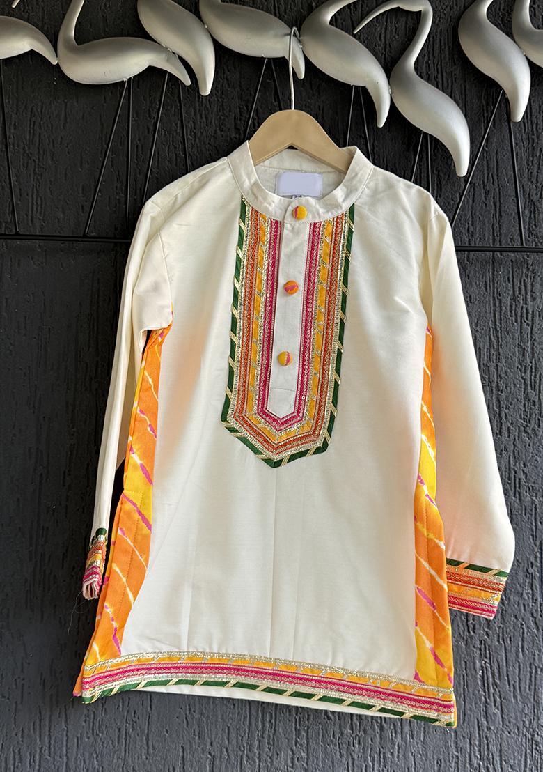 Off Printed Cotton Kurta Set For Boys - Indya