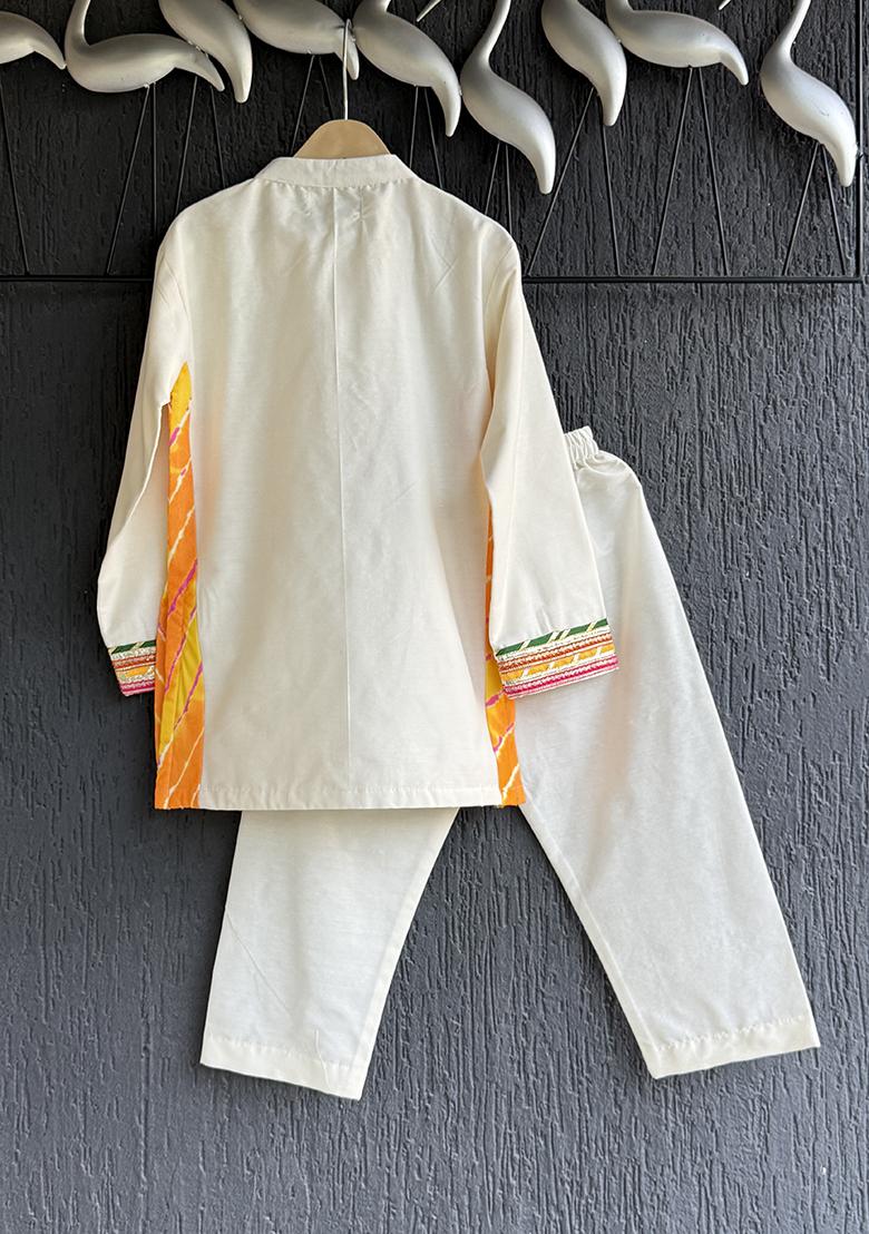 Off Printed Cotton Kurta Set For Boys - Indya