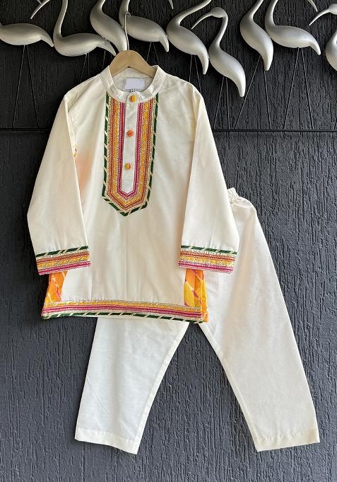 Off Printed Cotton Kurta Set For Boys