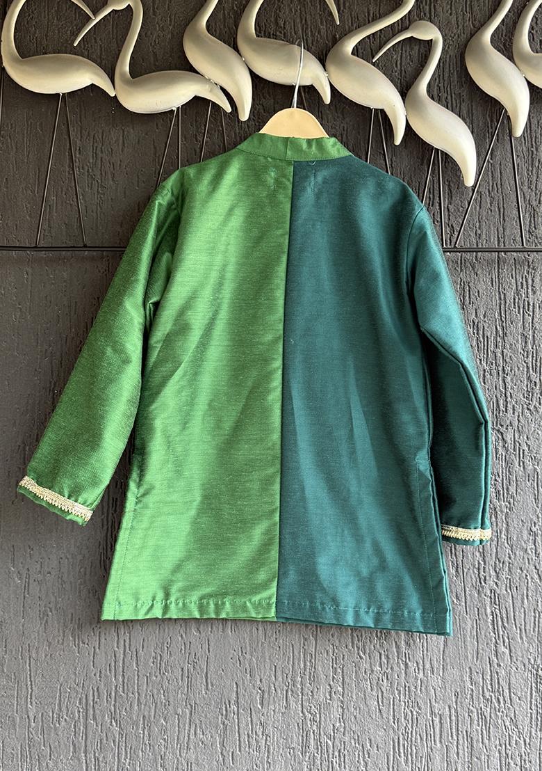 Mint Printed Cotton Kurta Set For Boys - Indya