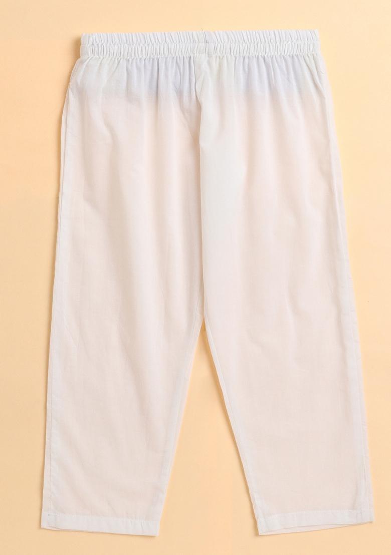 Navy Blue Printed Cotton Kurta Set With Jacket For Boys - Indya