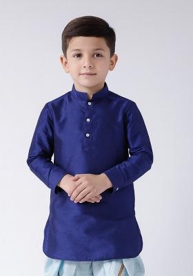 Royal Blue Plain Silk Kurta For Boys