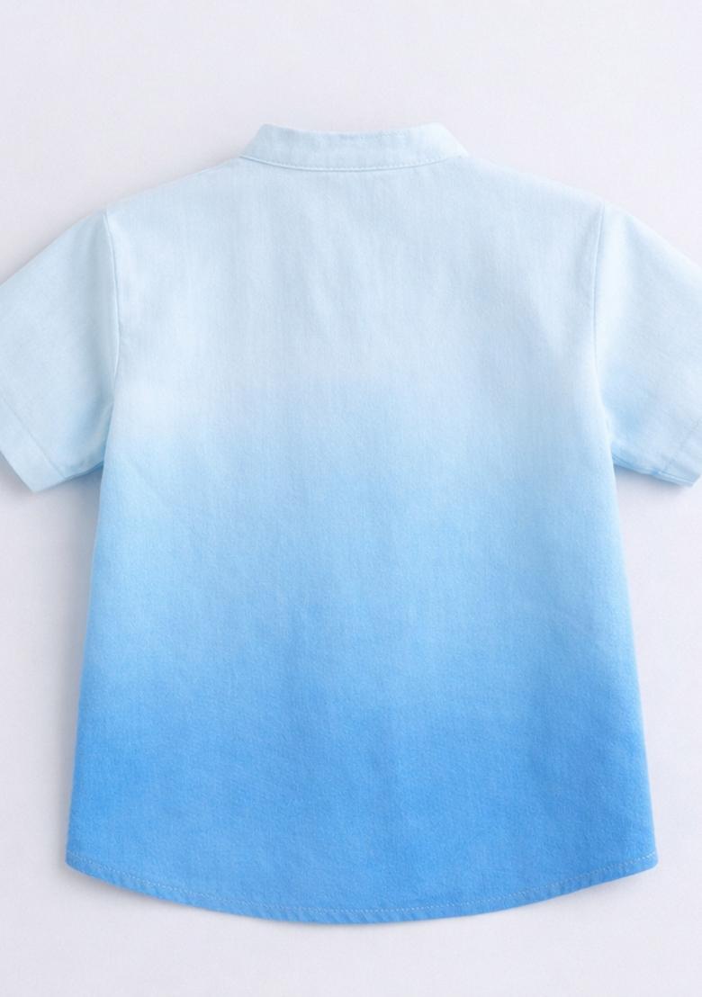 Blue Tie And Dye Rayon Shirt For Boys - Indya