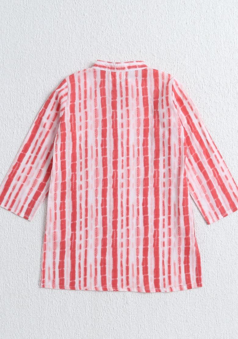 Peach Printed Cotton Ethnic Set For Boys - Indya