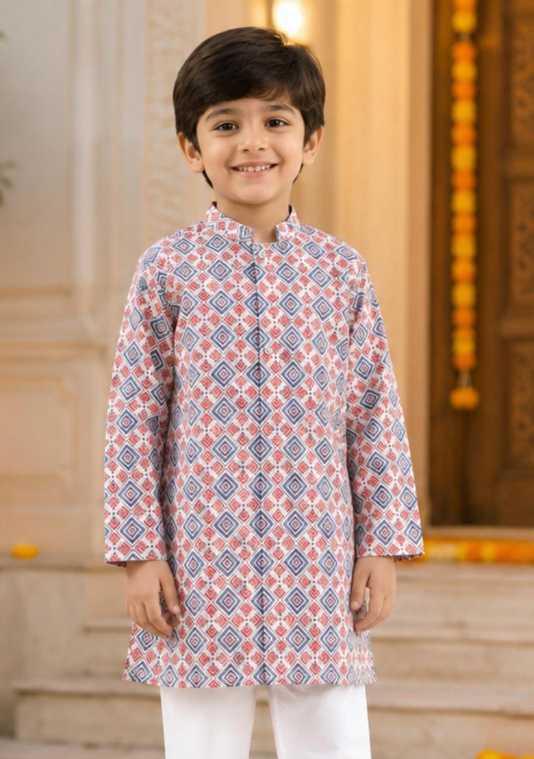 Multicolor Printed Polyester Ethnic Set For Boys - Indya