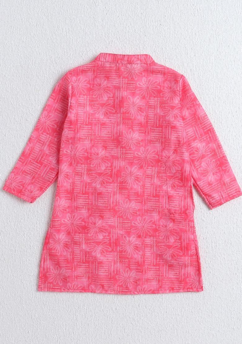 Pink Printed Polyester Ethnic Set For Boys - Indya