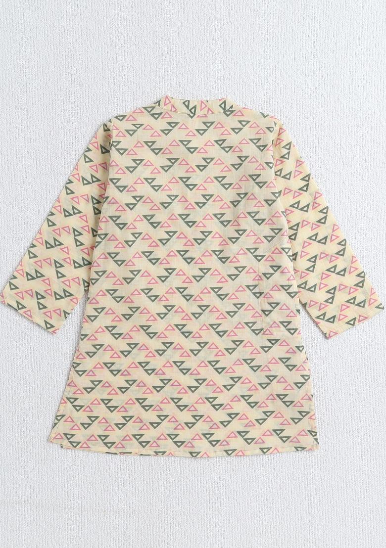 Yellow Printed Cotton Ethnic Set For Boys - Indya