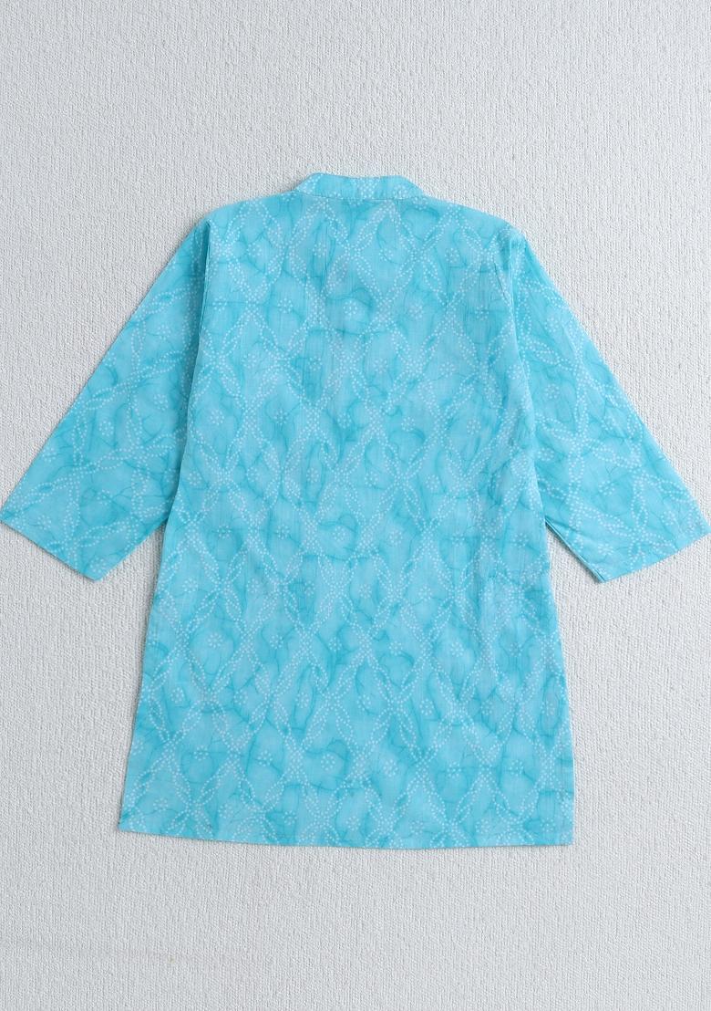 Blue Printed Cotton Ethnic Set For Boys - Indya