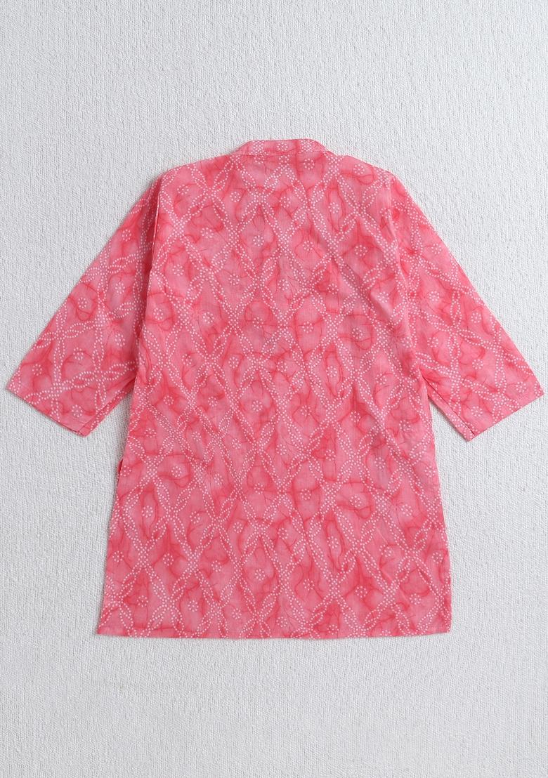 Pink Printed Cotton Ethnic Set For Boys - Indya