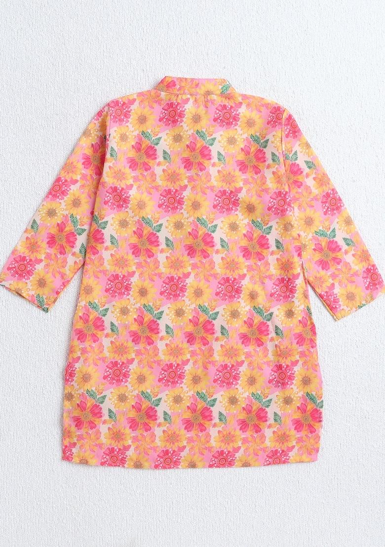 Yellow Printed Polyester Ethnic Set For Boys - Indya