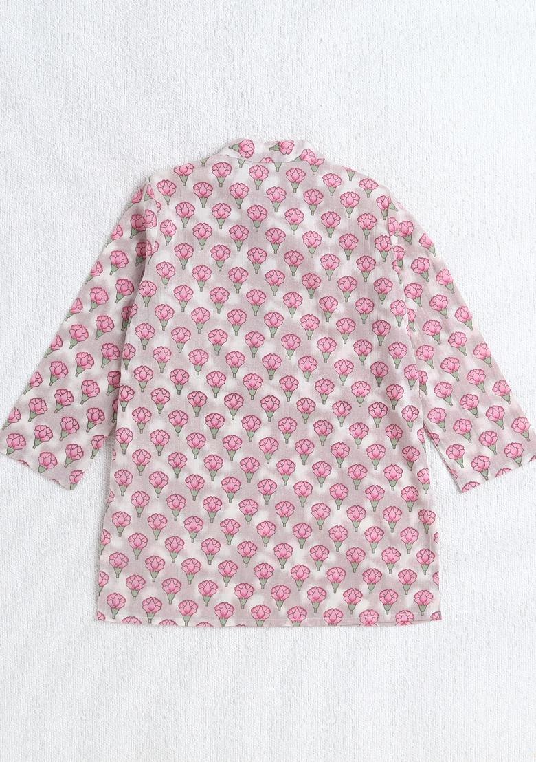 Pink Printed Cotton Ethnic Set For Boys - Indya