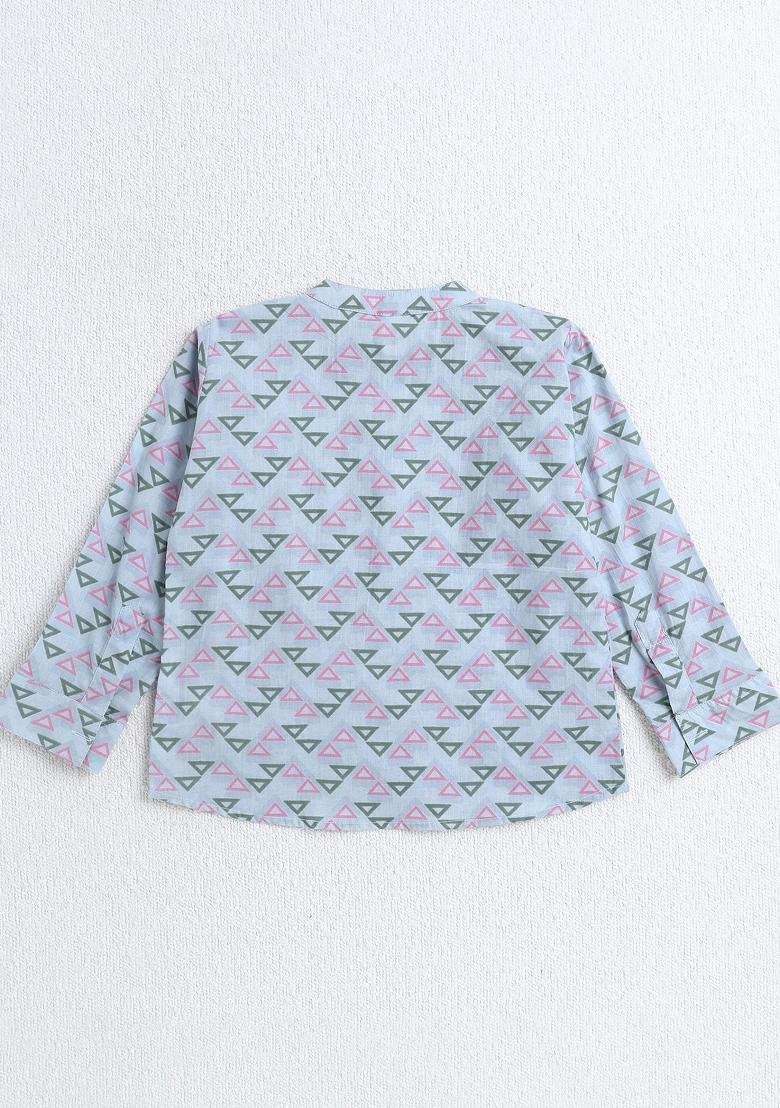 Grey Printed Cotton Ethnic Set For Boys - Indya