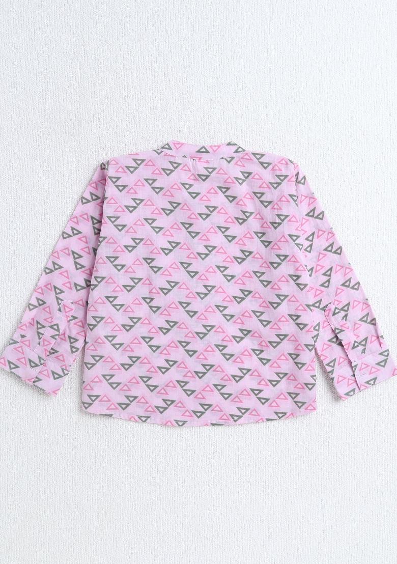 Pink Printed Cotton Ethnic Set For Boys - Indya