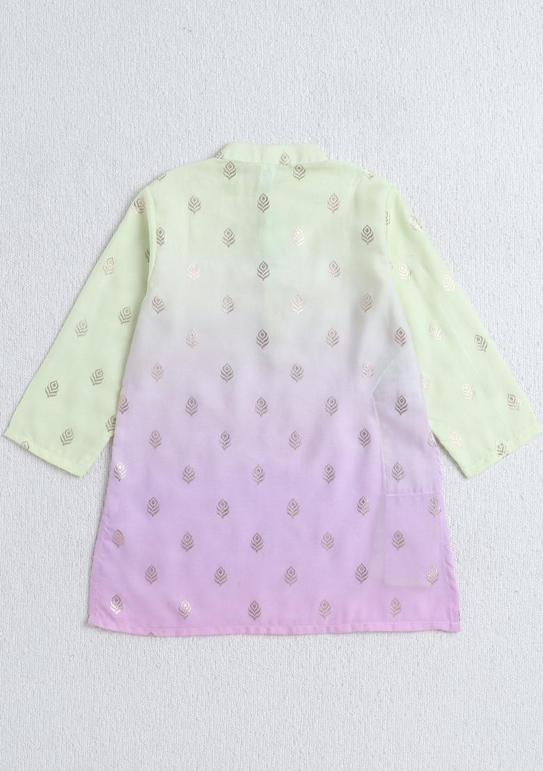 Yellow Printed Polyester Ethnic Set For Boys - Indya