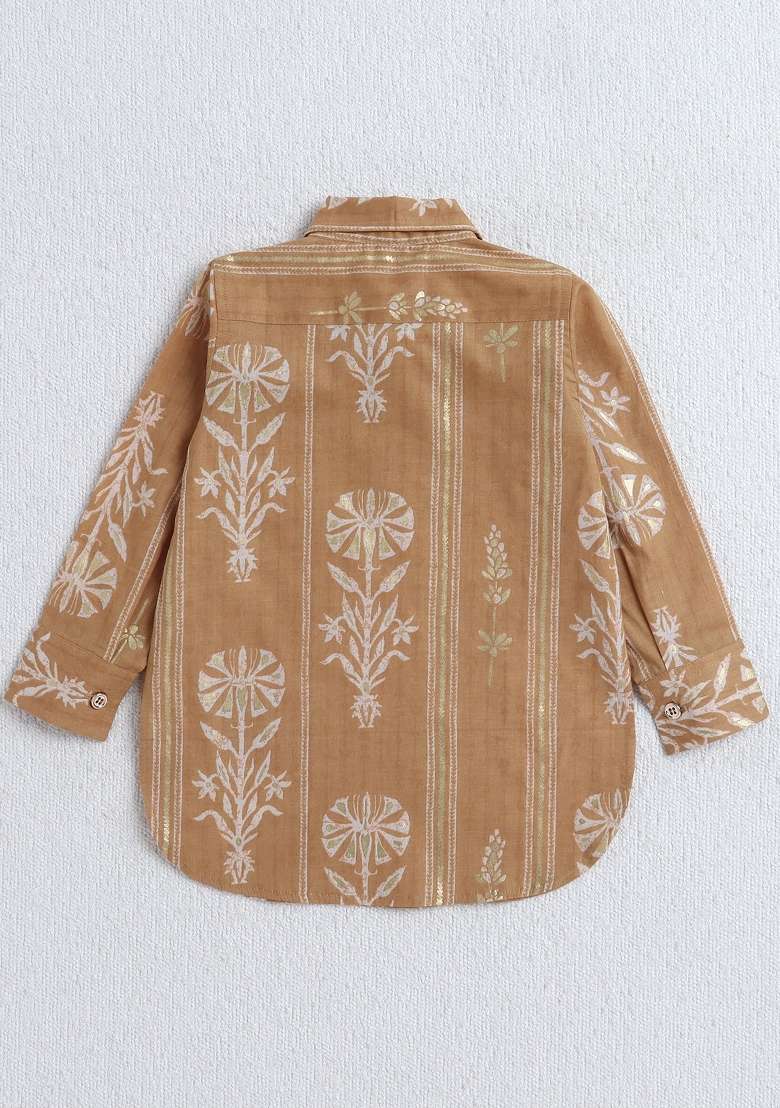 Mustard Printed Cotton Ethnic Set For Boys - Indya