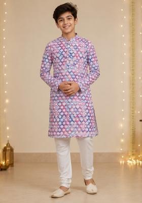 Multicolor Printed Polyester Kurta Set For Boys