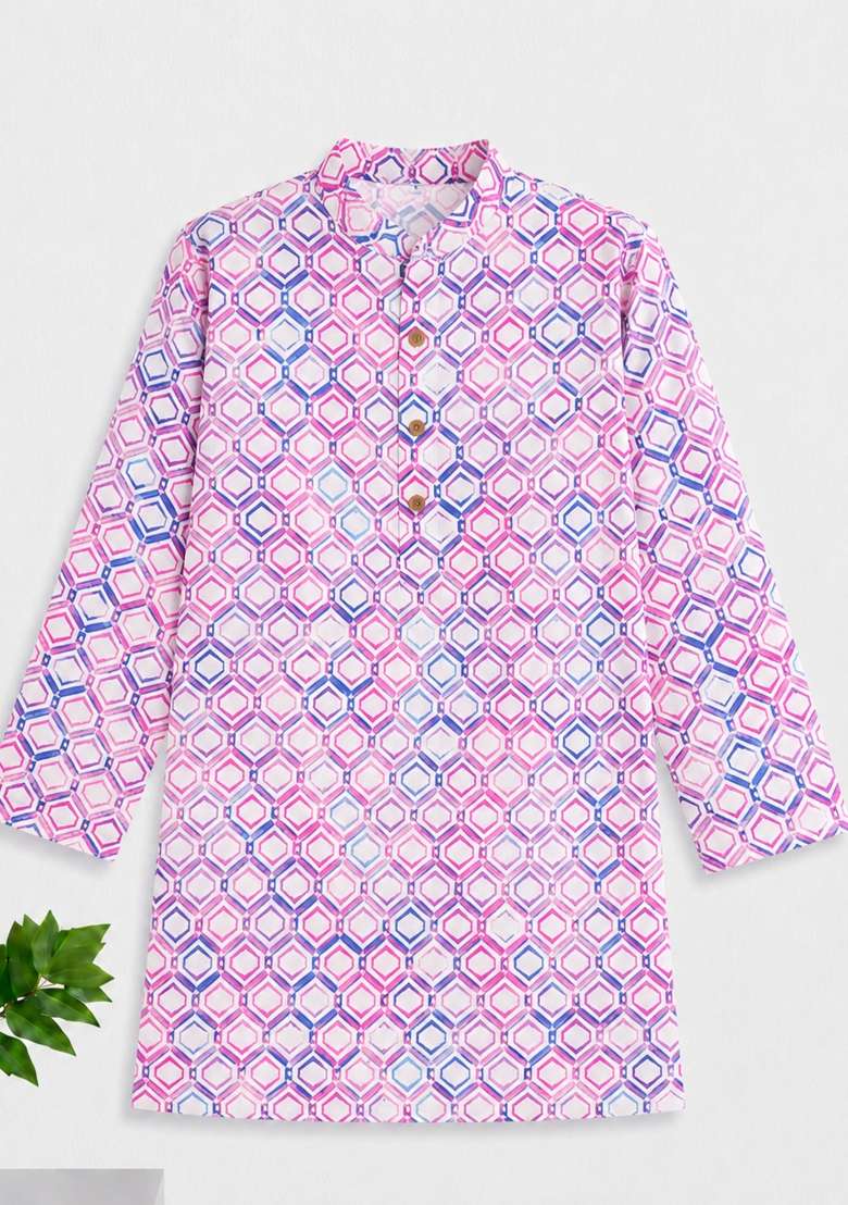 Multicolor Printed Polyester Kurta Set For Boys - Indya