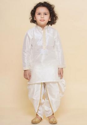 Royal Blue Embroidered Silk kurta Set For Boys