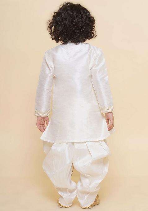 Royal Blue Embroidered Silk kurta Set For Boys